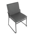 Dutchess Contemporary Black Metal and Grey Faux Leather Dining Chairs (Set of 2)