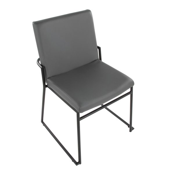 Dutchess Contemporary Black Metal and Grey Faux Leather Dining Chairs Set of 2 7