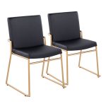 Dutchess Gold Steel Black Faux Leather Contemporary Dining Chairs (Set of 2) 15 Dutchess Gold Steel Black Faux Leather Contemporary Dining Chairs (Set of 2)