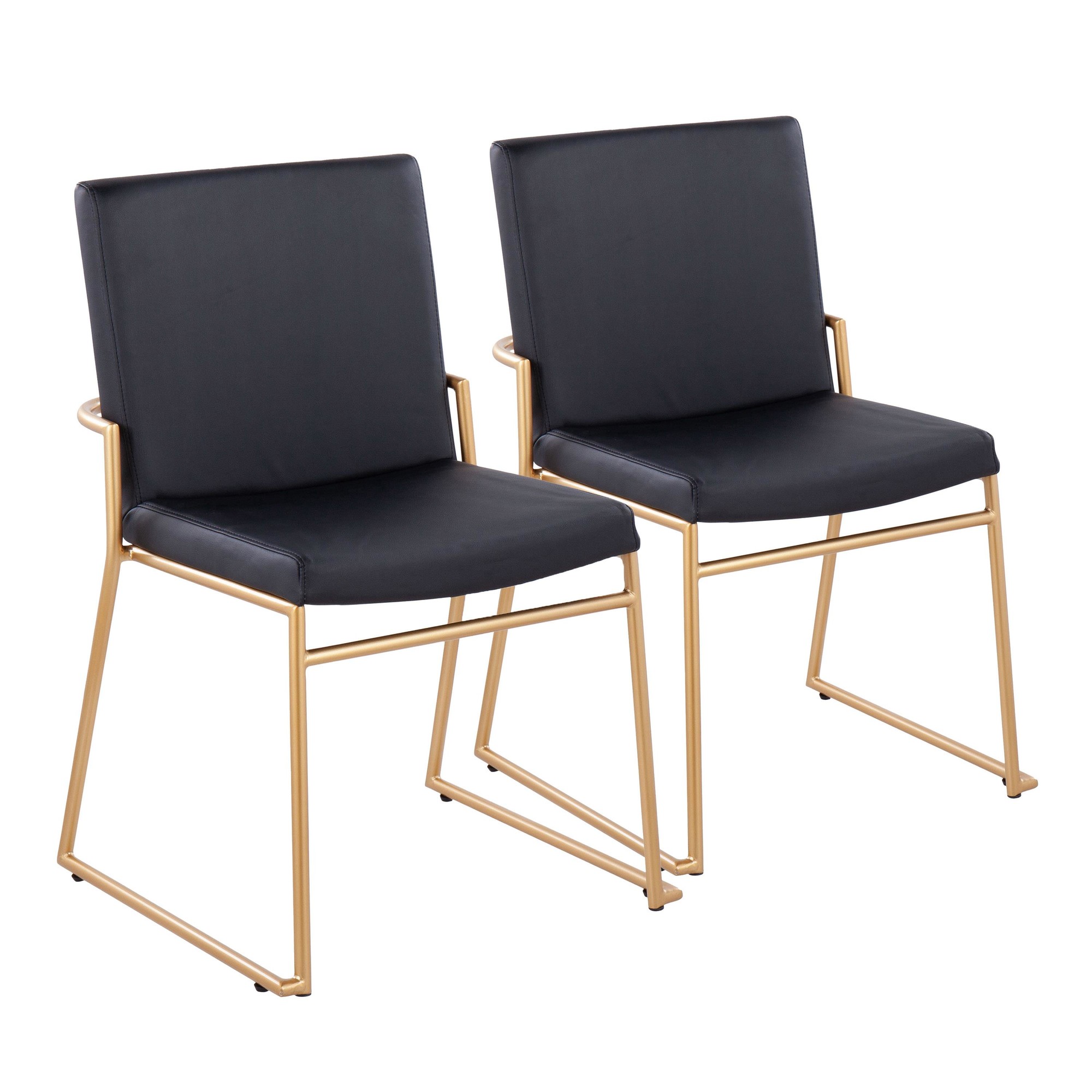 Dutchess Gold Steel Black Faux Leather Contemporary Dining Chairs (Set of 2) 4 Dutchess Gold Steel Black Faux Leather Contemporary Dining Chairs (Set of 2) - Image 4