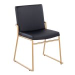 Dutchess Gold Steel Black Faux Leather Contemporary Dining Chairs (Set of 2) 16 Dutchess Gold Steel Black Faux Leather Contemporary Dining Chairs (Set of 2)