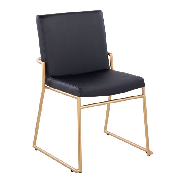 Dutchess Gold Steel Black Faux Leather Contemporary Dining Chairs Set of 2 4