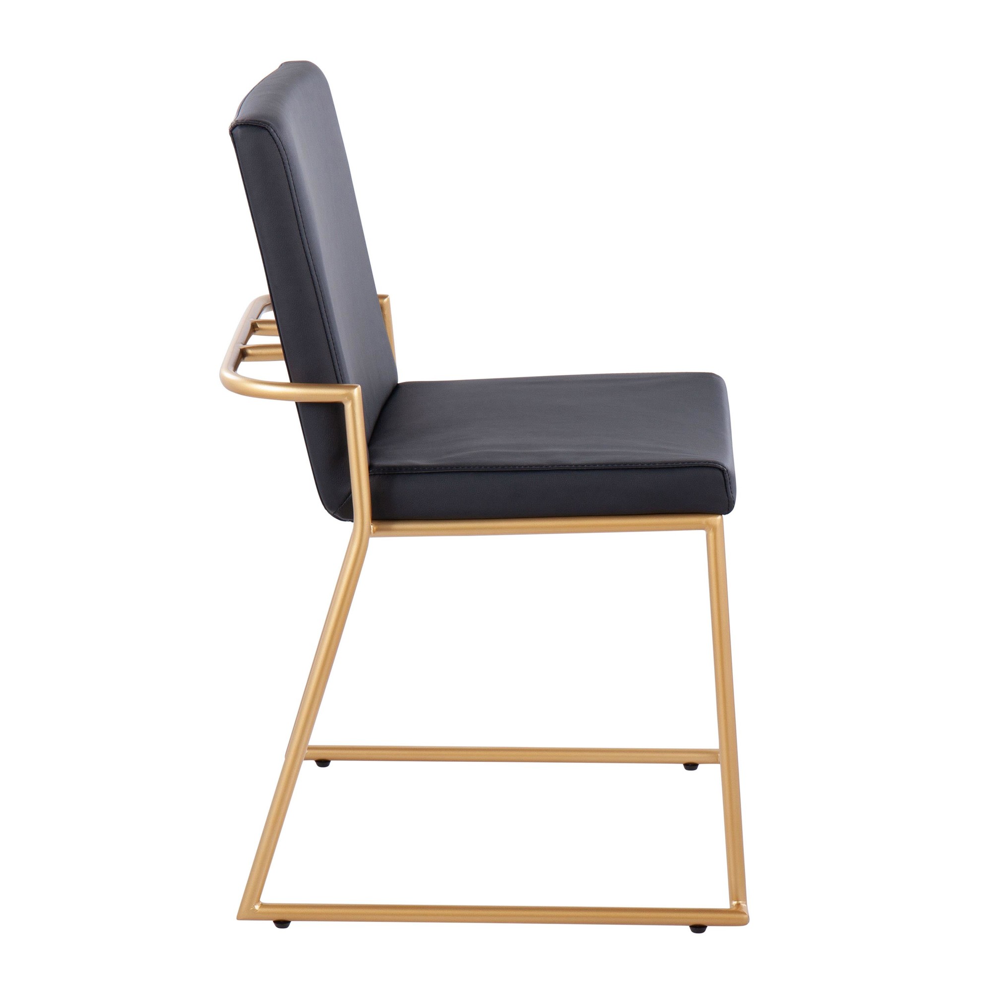Dutchess Gold Steel Black Faux Leather Contemporary Dining Chairs (Set of 2) 6 Dutchess Gold Steel Black Faux Leather Contemporary Dining Chairs (Set of 2) - Image 6