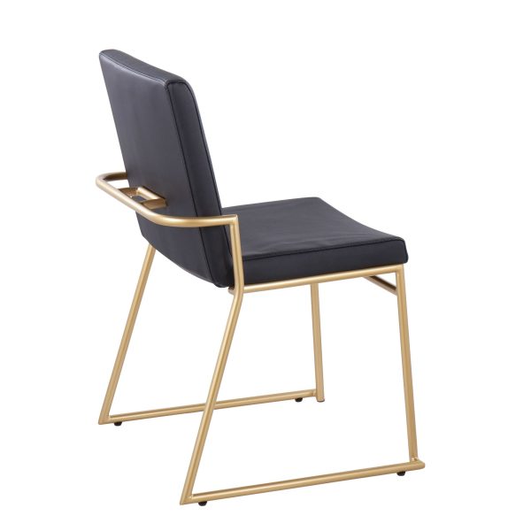 Dutchess Gold Steel Black Faux Leather Contemporary Dining Chairs Set of 2 6