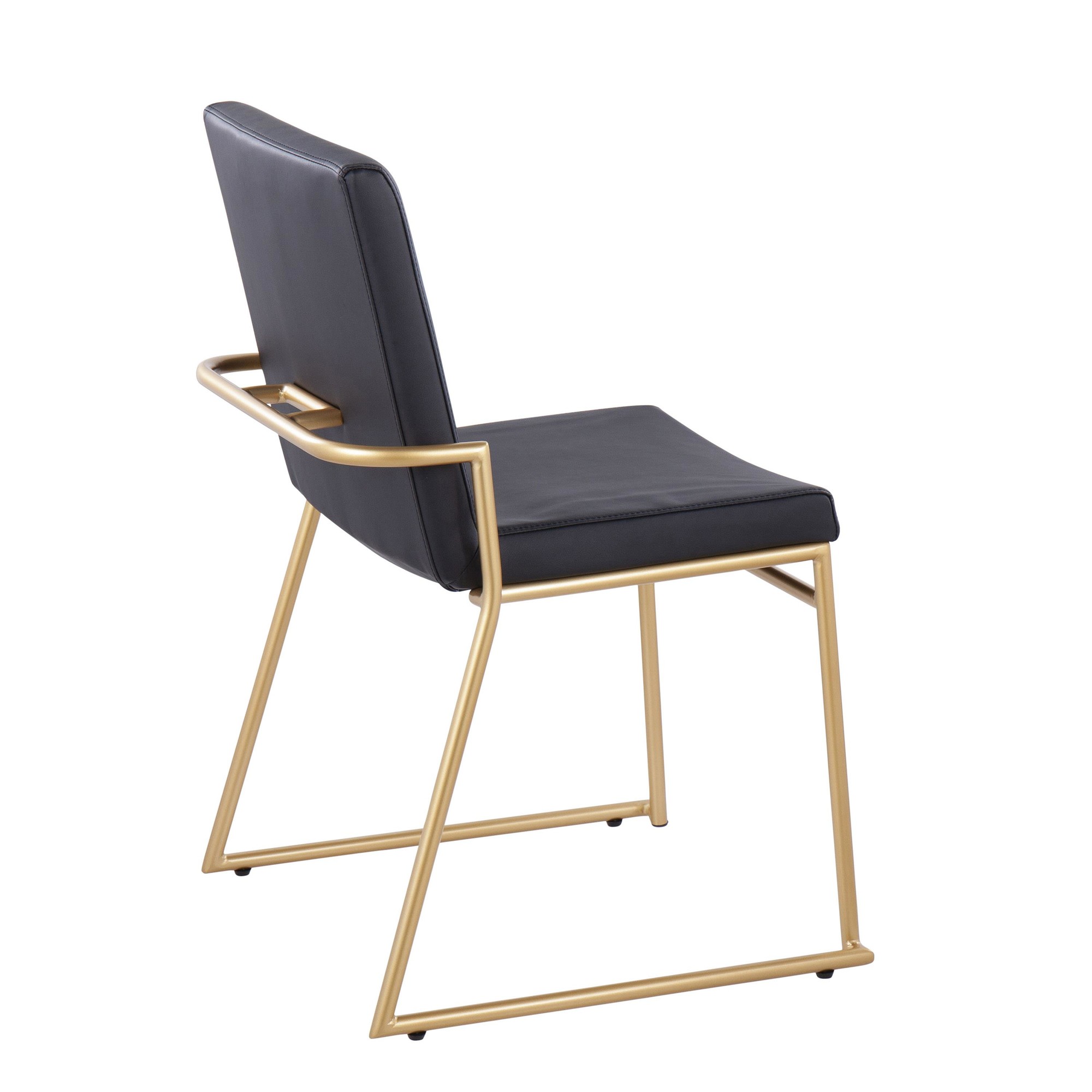 Dutchess Gold Steel Black Faux Leather Contemporary Dining Chairs (Set of 2) 7 Dutchess Gold Steel Black Faux Leather Contemporary Dining Chairs (Set of 2) - Image 7