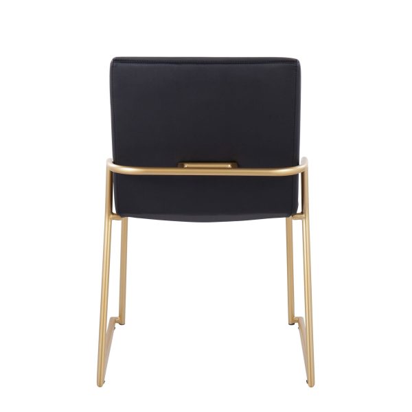 Dutchess Gold Steel Black Faux Leather Contemporary Dining Chairs Set of 2 7