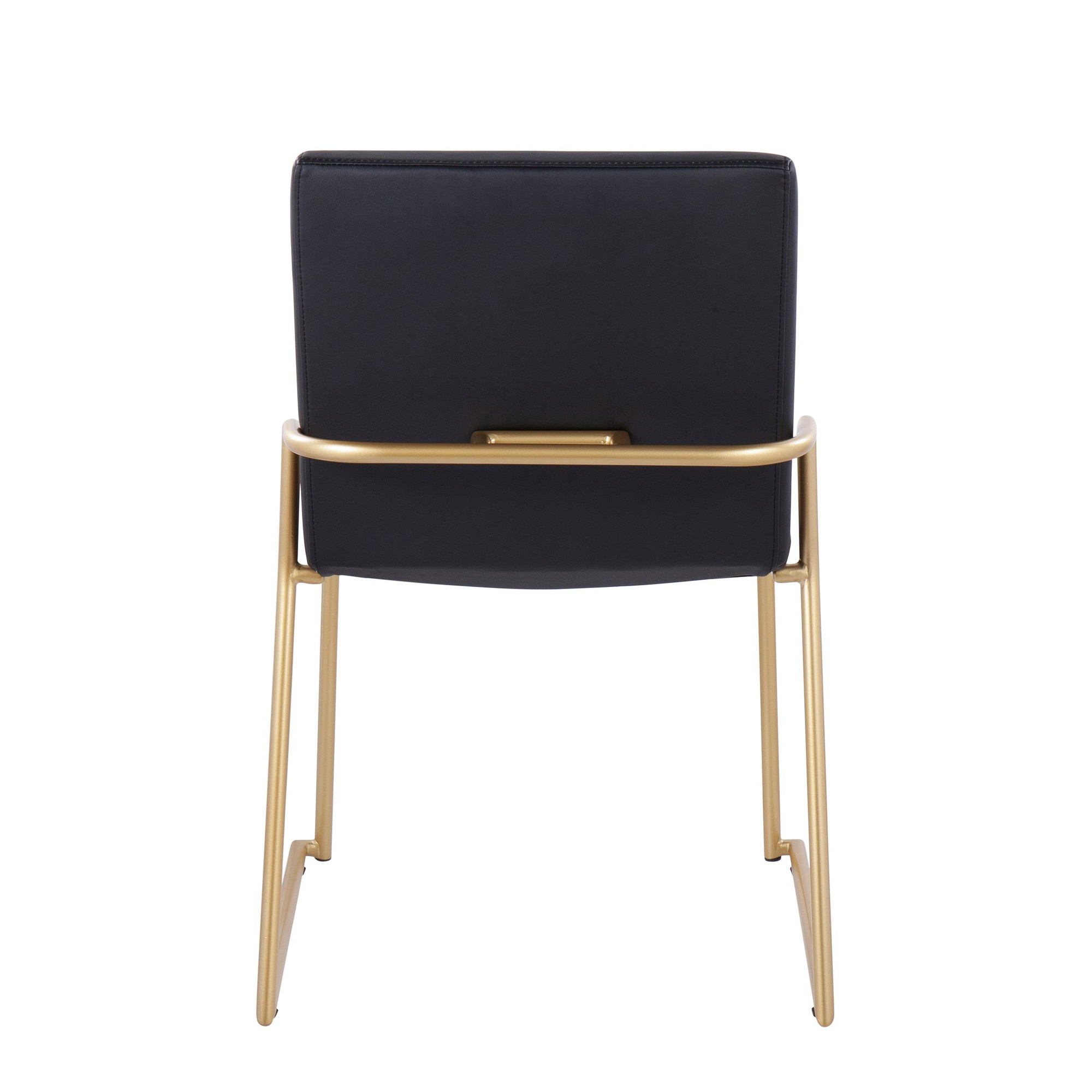 Dutchess Gold Steel Black Faux Leather Contemporary Dining Chairs (Set of 2) 8 Dutchess Gold Steel Black Faux Leather Contemporary Dining Chairs (Set of 2) - Image 8