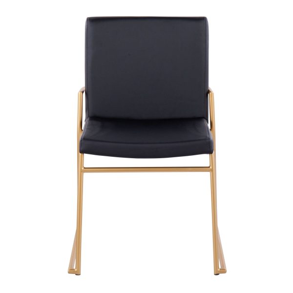 Dutchess Gold Steel Black Faux Leather Contemporary Dining Chairs Set of 2 8