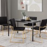Dutchess Gold Steel Black Velvet Contemporary Dining Chairs (Set of 2) 12 Dutchess Gold Steel Black Velvet Contemporary Dining Chairs (Set of 2)
