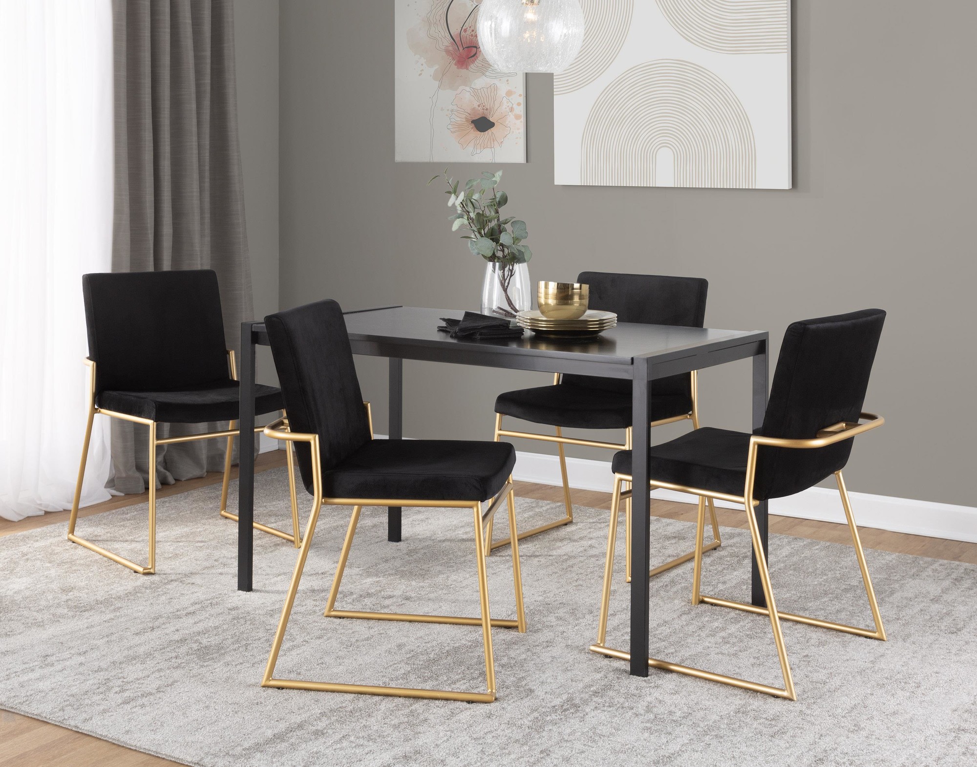 Dutchess Gold Steel Black Velvet Contemporary Dining Chairs (Set of 2) 2 Dutchess Gold Steel Black Velvet Contemporary Dining Chairs (Set of 2) - Image 2