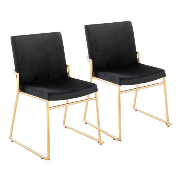 Dutchess Gold Steel Black Velvet Contemporary Dining Chairs Set of 2 2
