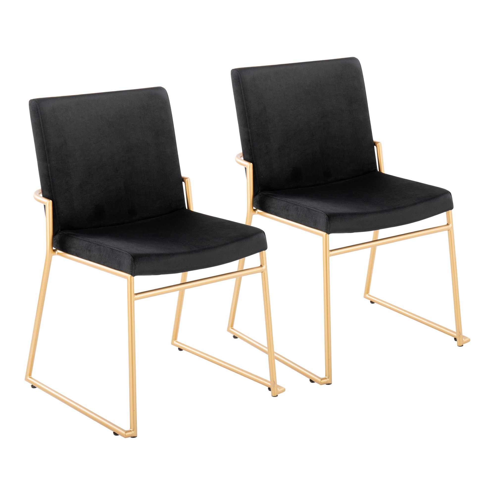Dutchess Gold Steel Black Velvet Contemporary Dining Chairs (Set of 2) 3 Dutchess Gold Steel Black Velvet Contemporary Dining Chairs (Set of 2) - Image 3