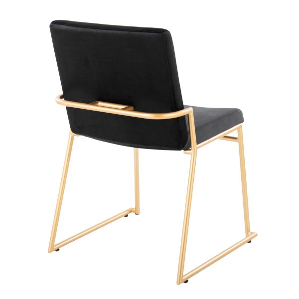 Dutchess Gold Steel Black Velvet Contemporary Dining Chairs Set of 2 5