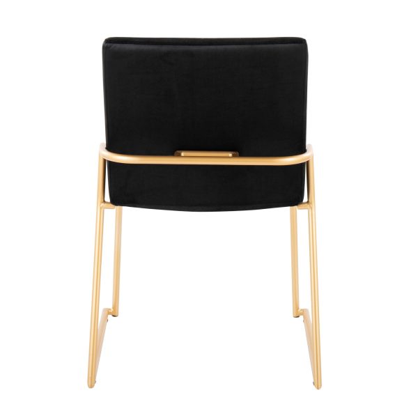 Dutchess Gold Steel Black Velvet Contemporary Dining Chairs Set of 2 6
