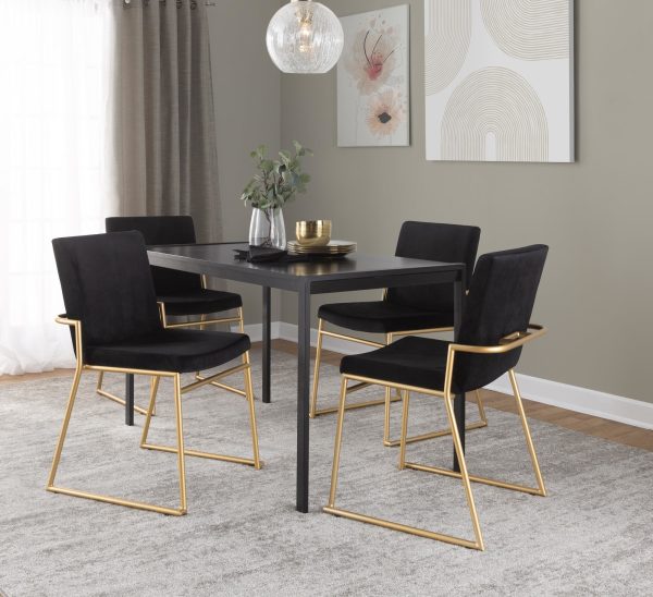 Dutchess Gold Steel Black Velvet Contemporary Dining Chairs Set of 2