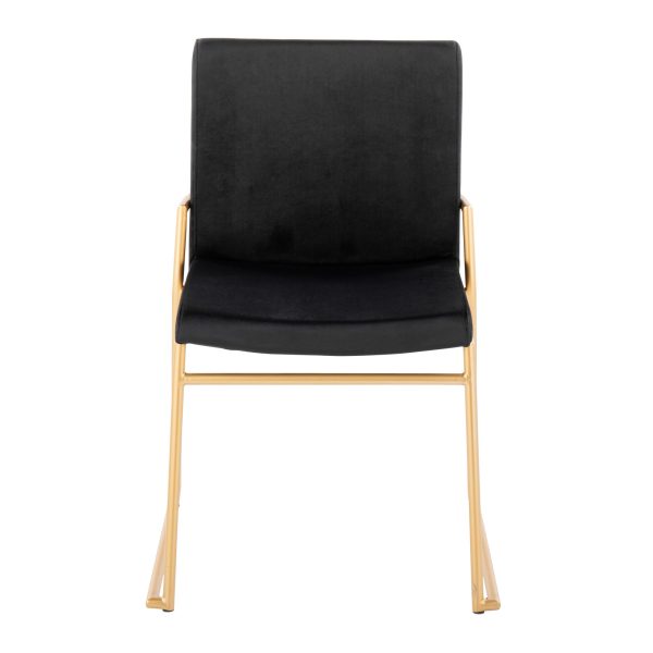 Dutchess Gold Steel Black Velvet Contemporary Dining Chairs Set of 2 7