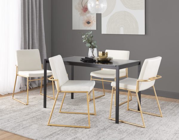 Dutchess Gold Steel and Cream Velvet Contemporary Dining Chairs Set of 2 1