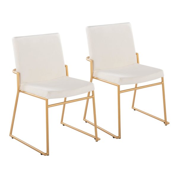 Dutchess Gold Steel and Cream Velvet Contemporary Dining Chairs Set of 2 2