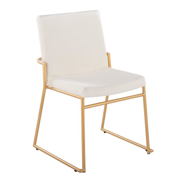 Dutchess Gold Steel and Cream Velvet Contemporary Dining Chairs Set of 2 3