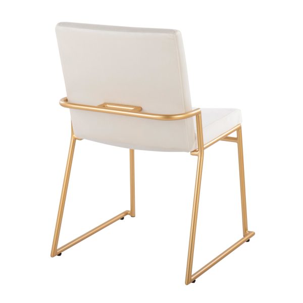 Dutchess Gold Steel and Cream Velvet Contemporary Dining Chairs Set of 2 5