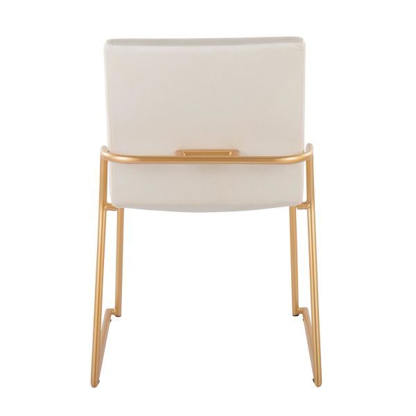 Dutchess Gold Steel and Cream Velvet Contemporary Dining Chairs Set of 2 6