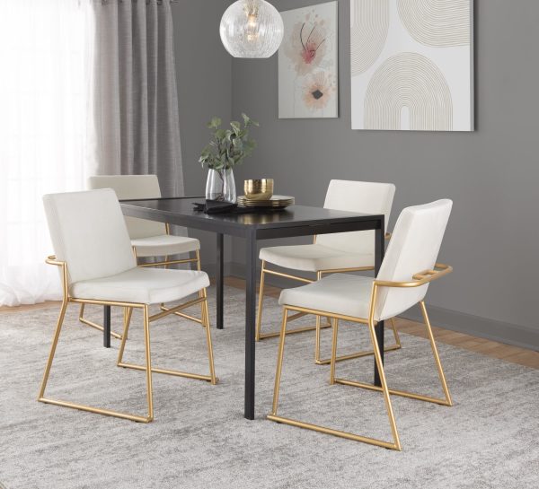 Dutchess Gold Steel and Cream Velvet Contemporary Dining Chairs Set of 2