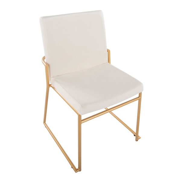 Dutchess Gold Steel and Cream Velvet Contemporary Dining Chairs Set of 2 8