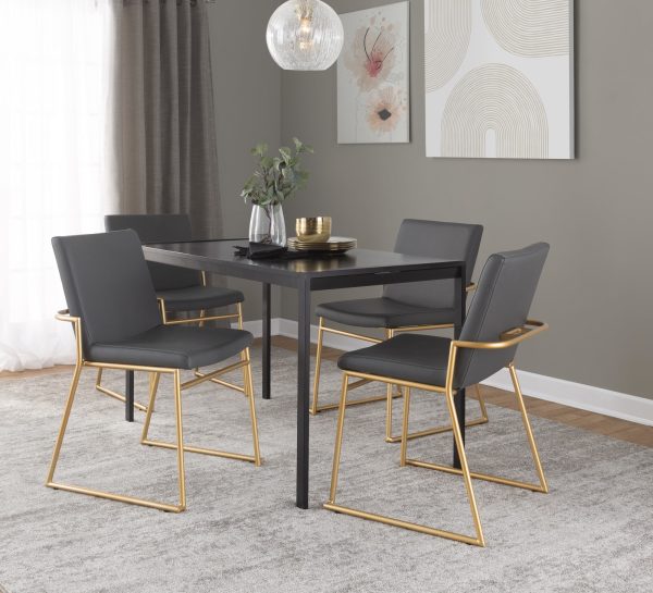 Dutchess Gold and Grey Faux Leather Contemporary Dining Chairs Set of 2 1