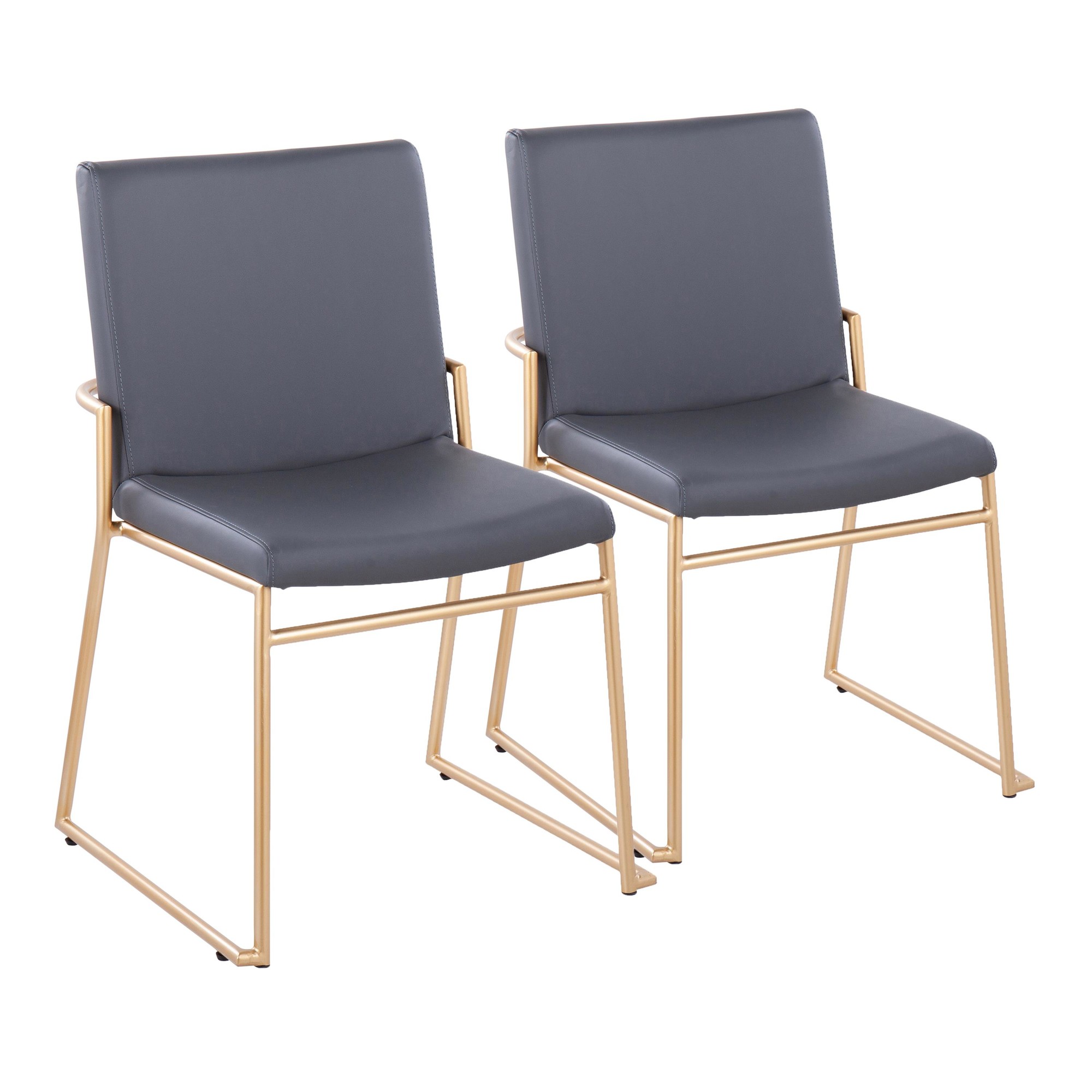 Dutchess Gold and Grey Faux Leather Contemporary Dining Chairs (Set of 2) 3 Dutchess Gold and Grey Faux Leather Contemporary Dining Chairs (Set of 2) - Image 3