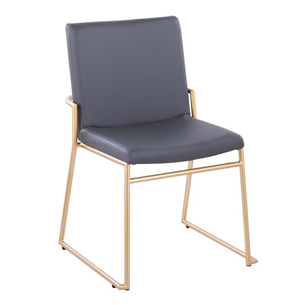 Dutchess Gold and Grey Faux Leather Contemporary Dining Chairs Set of 2 3