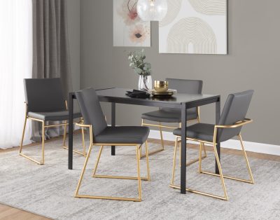 Dutchess Gold and Grey Faux Leather Contemporary Dining Chairs (Set of 2)