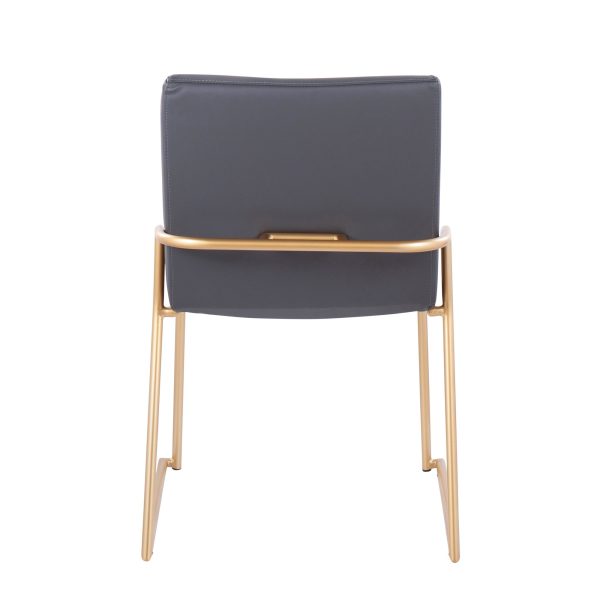 Dutchess Gold and Grey Faux Leather Contemporary Dining Chairs Set of 2 6