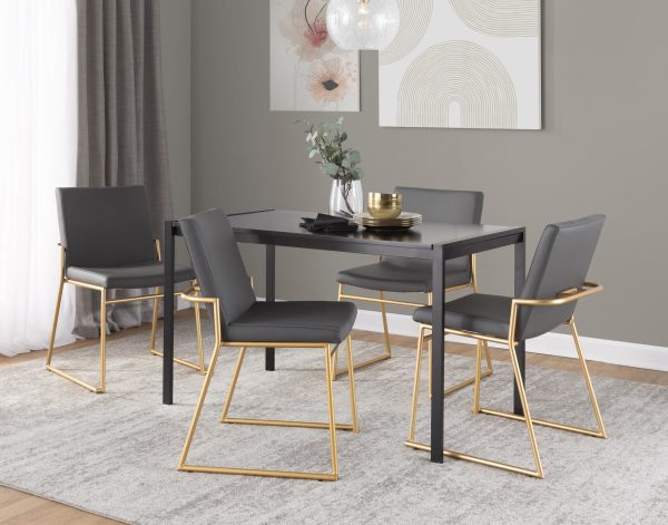 Dutchess Gold and Grey Faux Leather Contemporary Dining Chairs Set of 2