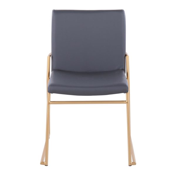 Dutchess Gold and Grey Faux Leather Contemporary Dining Chairs Set of 2 7