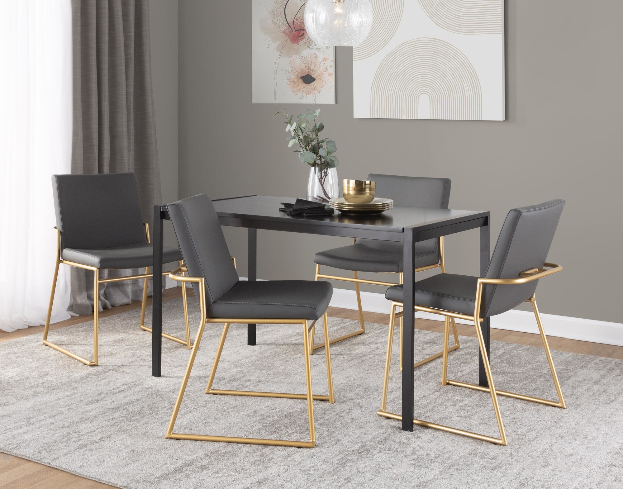 Dutchess Gold and Grey Faux Leather Contemporary Dining Chairs (Set of 2) 1 Dutchess Gold and Grey Faux Leather Contemporary Dining Chairs (Set of 2)