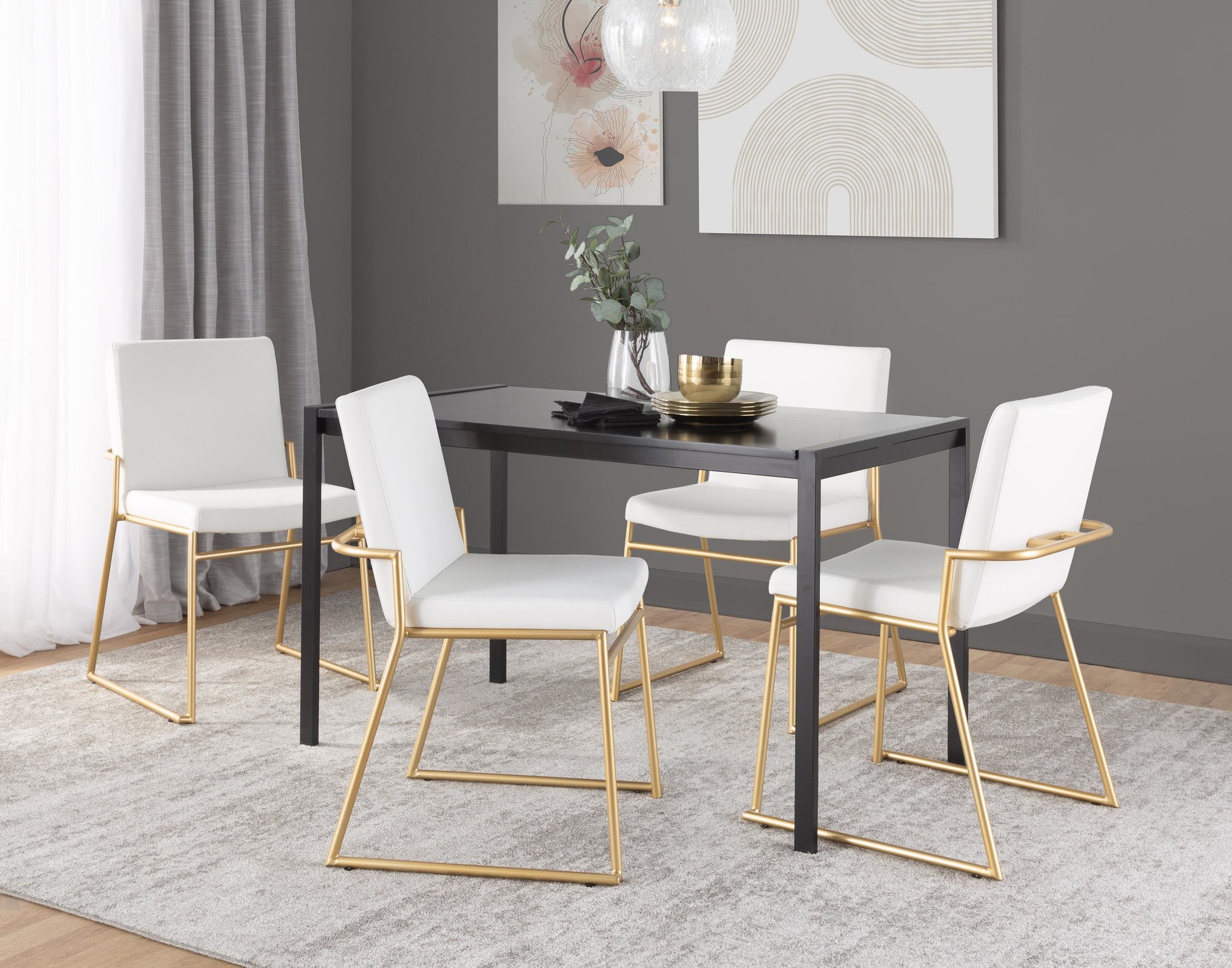 Dutchess Gold and White Contemporary Dining Chairs (Set of 2) 2 Dutchess Gold and White Contemporary Dining Chairs (Set of 2) - Image 2