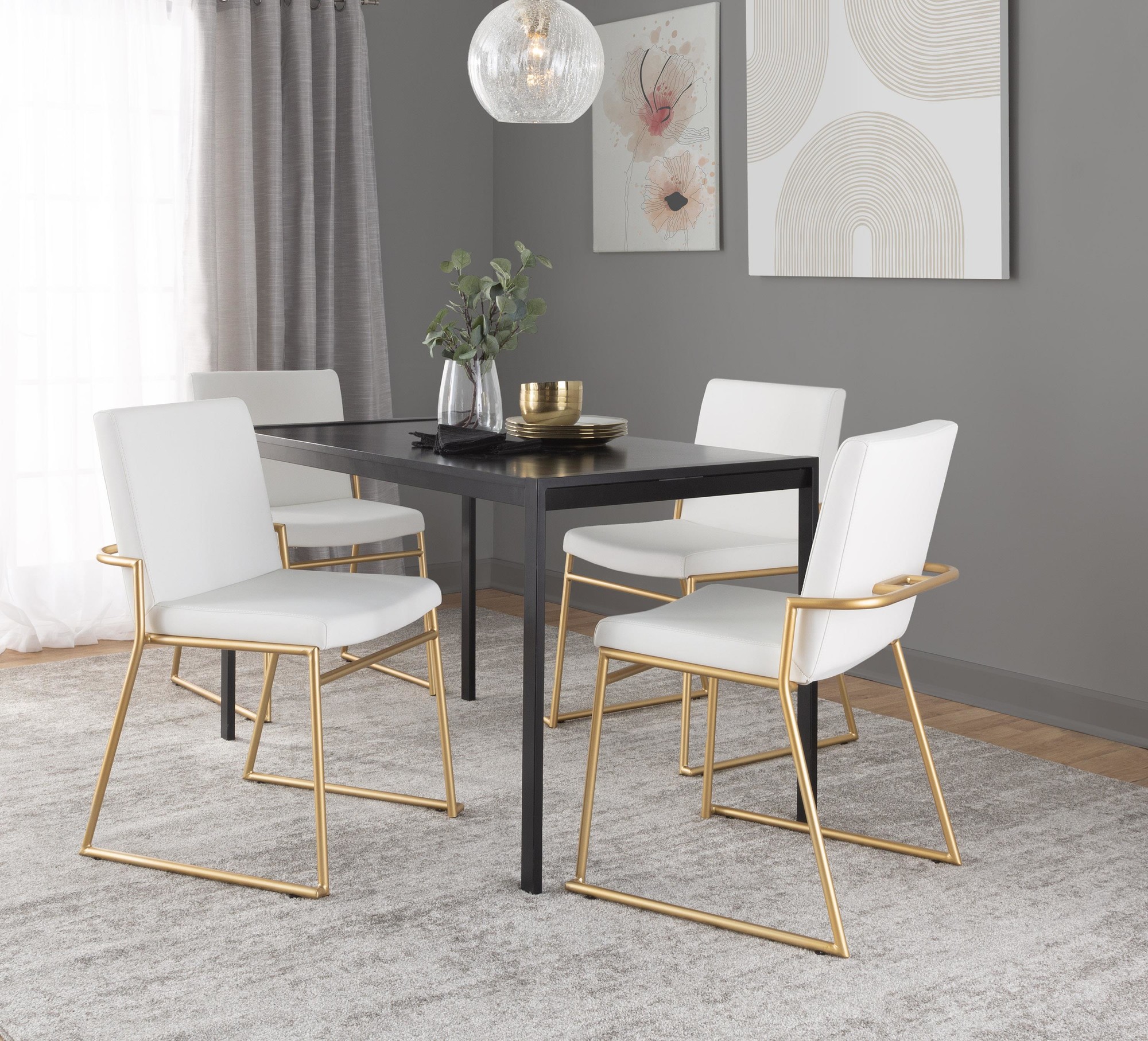 Dutchess Gold and White Contemporary Dining Chairs (Set of 2) 3 Dutchess Gold and White Contemporary Dining Chairs (Set of 2) - Image 3