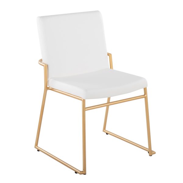 Dutchess Gold and White Contemporary Dining Chairs Set of 2 4