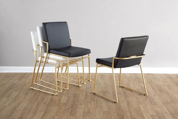 Dutchess Gold and White Contemporary Dining Chairs Set of 2