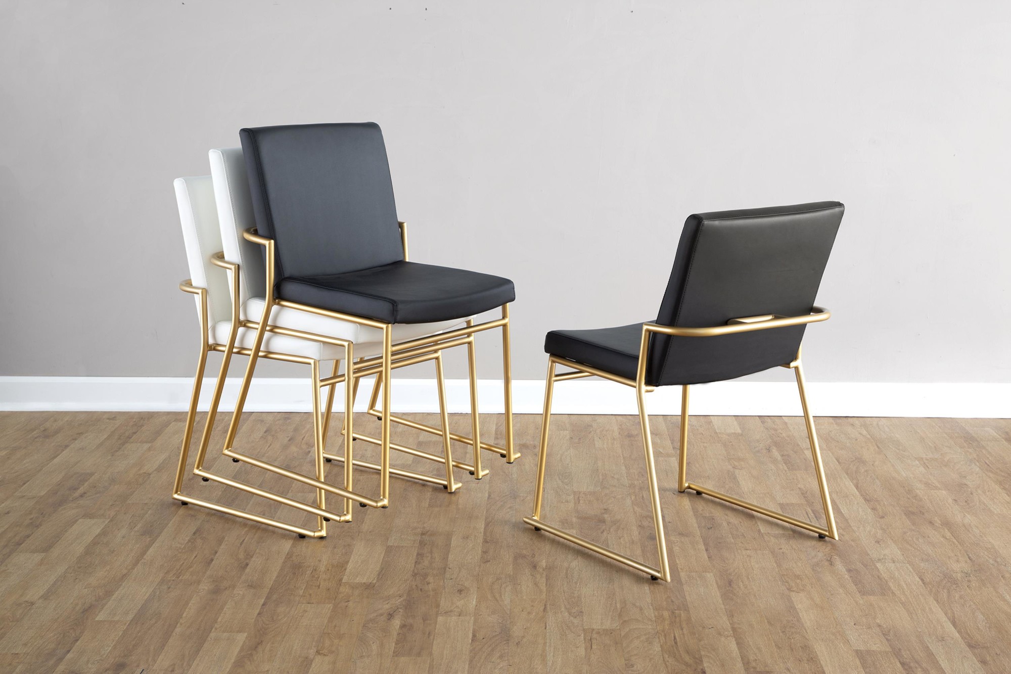 Dutchess Gold and White Contemporary Dining Chairs (Set of 2) 1 Dutchess Gold and White Contemporary Dining Chairs (Set of 2)