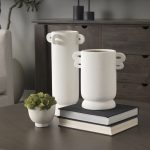 Dylan Small Textured Off White w/ Handles Ceramic Vase