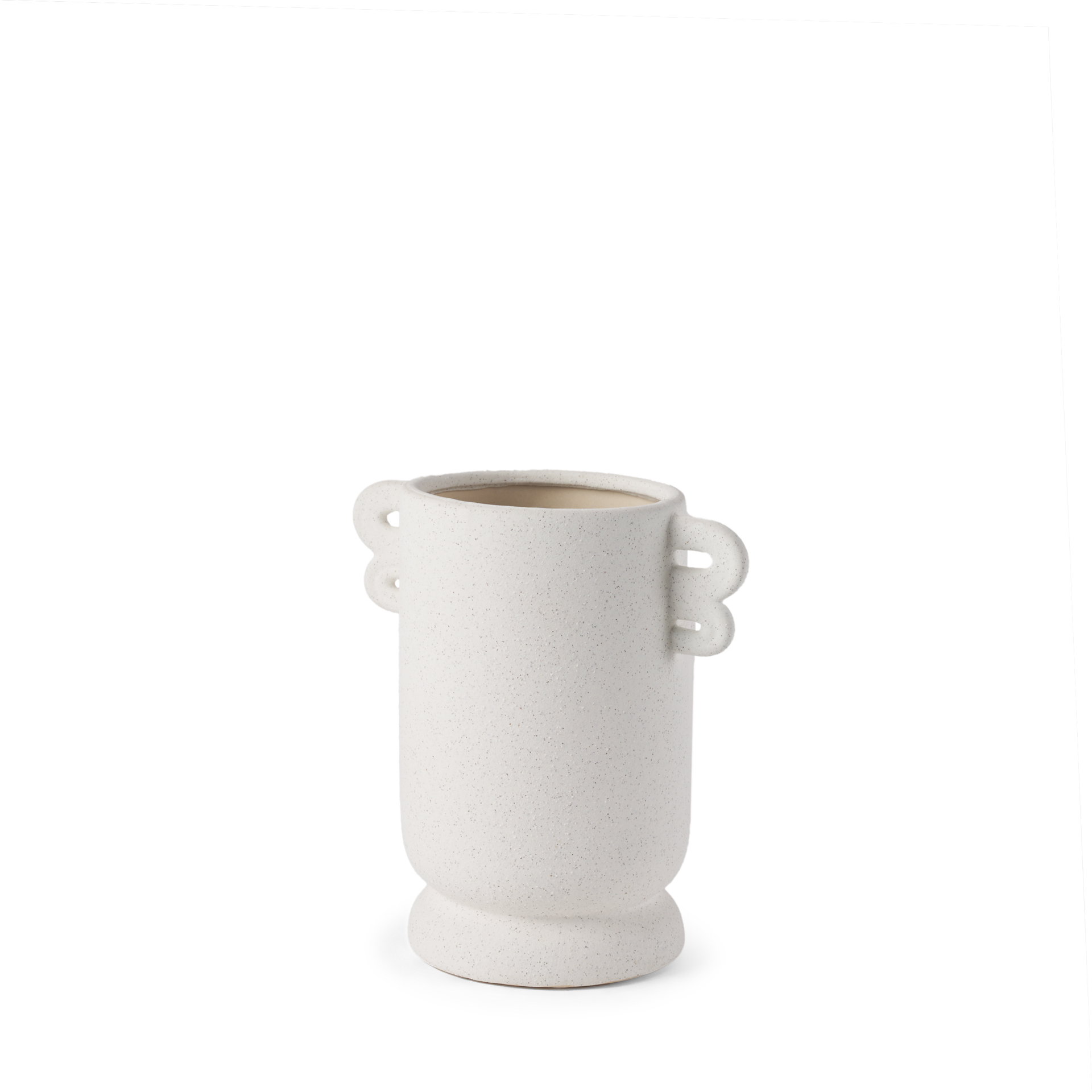 Dylan Small Textured Off White w Handles Ceramic Vase