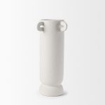 Dylan Tall Textured Off White w/ Handles Ceramic Vase