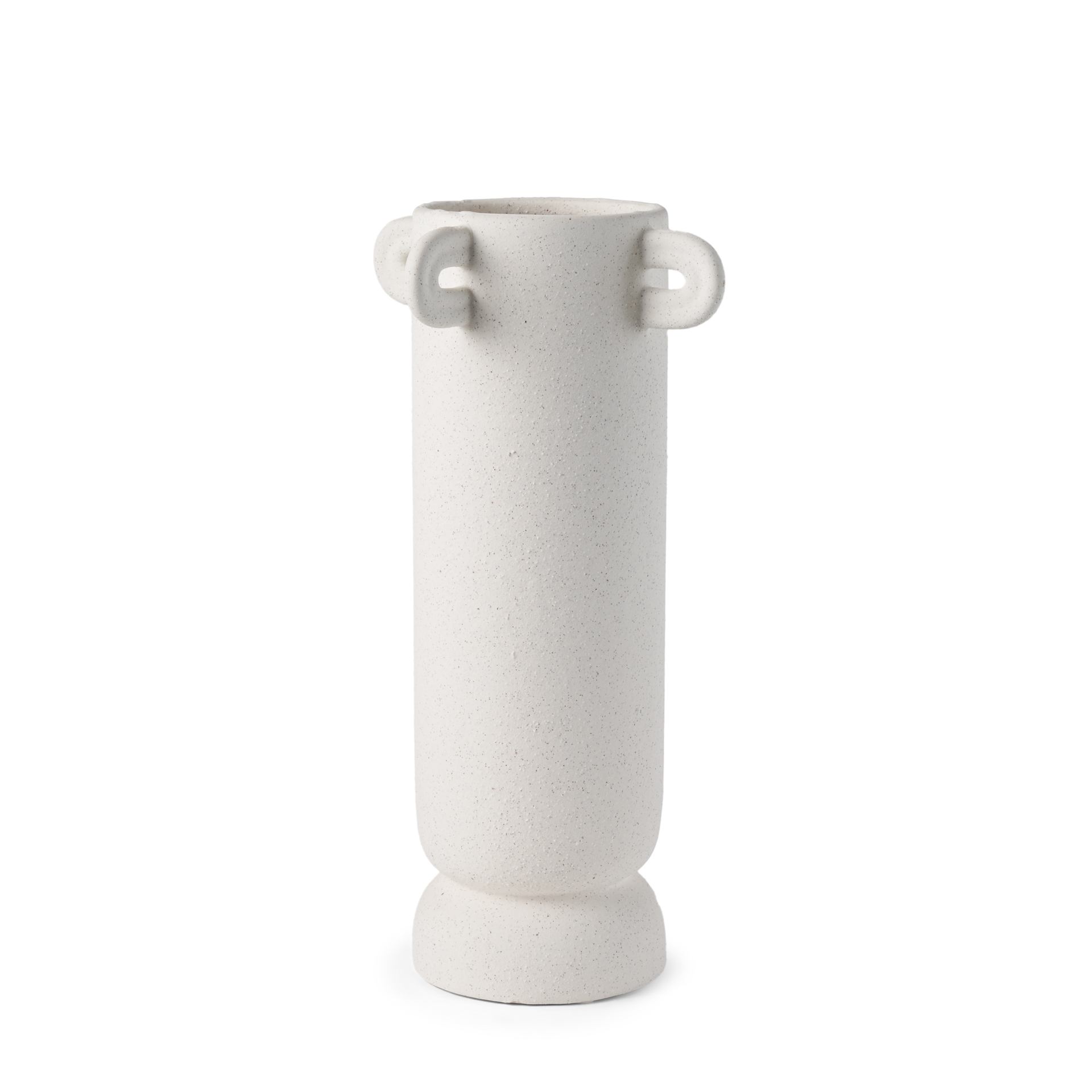 Dylan Tall Textured Off White w Handles Ceramic Vase
