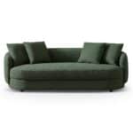 Green Boucle Modern French Sofa with Removable Legs