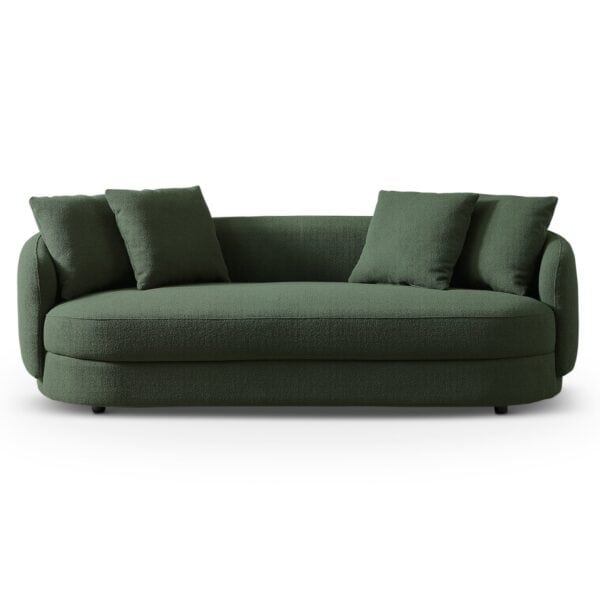 Green Boucle Modern French Sofa with Removable Legs