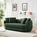 Green Boucle Modern French Sofa with Removable Legs