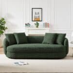 Green Boucle Modern French Sofa with Removable Legs