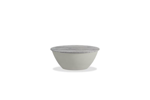 EAVE Small Silver Grey Travertine Coffee Table Silver Taupe Base