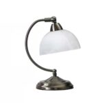 Mini Bankers Lamp with Marbleized Glass Shade and Touch Control